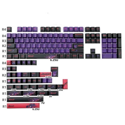 Gengar Anime Themed Keycaps Set PBT 140 keys for CHERRY MX Mechanical Keyboard - Image 1 of 4