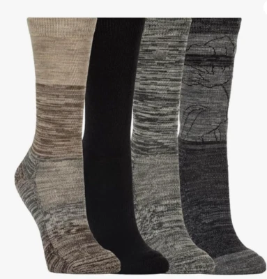 Kirkland Signature Women Ladies Extra Fine Merino Wool Blend Crew Socks 4 Pairs - Image 1 of 3