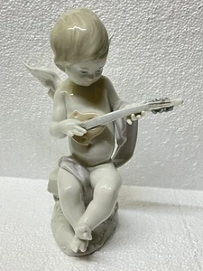 Lladro "Angel with Lute" Young Angel Strumming a Lute #1231 1972- 87 Rough Spots - Picture 1 of 7
