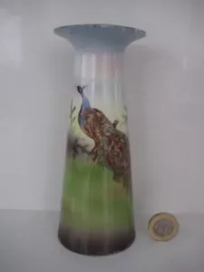 FINO JARRÓN DE FLORES DE PORCELANA DE 6 PULGADAS ANTIGUO RS PRUSSIA DISEÑO PAVO REAL - Imagen 1 de 14