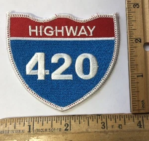 Vintage Highway 420 Embroidered Patch Iron On Marijuana Cannabis - Picture 1 of 2
