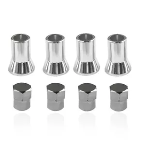 4Pcs Chrome Tire Valve Stem Cap & Sleeve Cover Kit For American Cars And Trucks - Picture 1 of 9