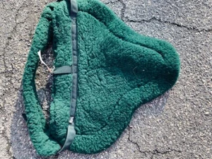 Fleece BAREBACK Saddle PONY Size VGC w/ Girth Hunter Green Made in USA - Picture 1 of 4