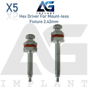 5 Dental Hex Driver For Mount-less Fixture 2.42mm L10mm / 15mm Stainless Steel - Picture 1 of 5