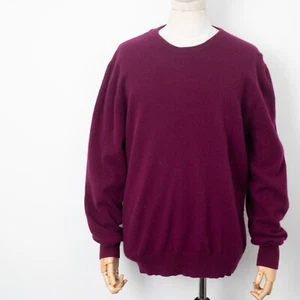ASPESI Men's 100% Cashmere Burgundy Crew Neck Knit Jumper Pullover Size 56 / 2XL - Picture 1 of 16