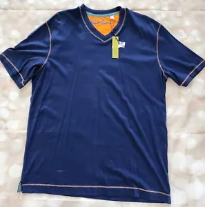 NEW Robert Graham Men's V-Neck Short Sleeve T-Shirt Navy Size L - Picture 1 of 4