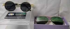 Gafas de sol redondas de plástico polarizadas de moda marcos tintados unisex + gafas de sol redondas - Imagen 1 de 23