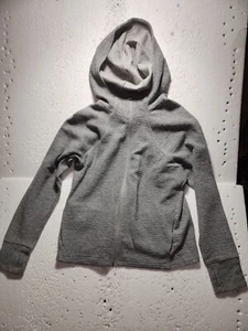 Athletic Works Sweater Girls Large 12-14 Gray Hooded Long Sleeve Ribbed Full Zip - Picture 1 of 13