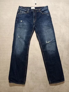 Areopostale Essex Distressed Dark Wash Denim Blue Jeans Mens Size 36×34 Straight - Picture 1 of 13
