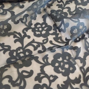 1.4m x 115cm Black Burnout Sheer Polyester Fabric Dressmaking - Picture 1 of 3