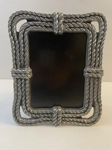 VTG Pewter Twisted Rope Design Picture Frame For 5X7” Or 6X 8” Photo - Picture 1 of 7