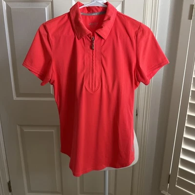 JoFit Polo Shirt Womens Small Pomegranate 1/4 Zip Short Sleeve Performance Golf - Image 1 of 4