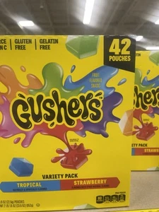 Gushers Fruit Flavored Snacks, Strawberry and Tropical 42 count - Picture 1 of 2