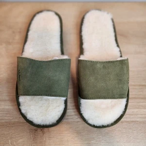 L.L. Bean Womens 11M Kelp Green Shearling Slides New without Tags - Picture 1 of 8