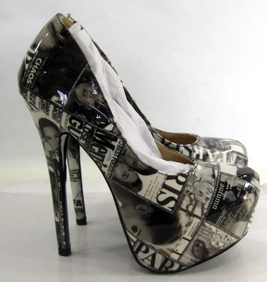HOLLYWOOD PRINT  6"Stiletto Heel 2"Platform round toe Shoes Women  Size 6.5 - Image 1 of 4