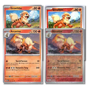 Pokémon 151 Growlithe Arcanine Evolution Set NM Non Holo + Reverse | Free Ship - Picture 1 of 1