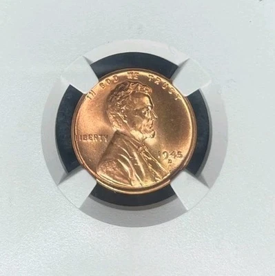 1945-D LINCOLN WHEAT CENT ~ NGC MS 67 RD ~BEAUTIFUL COIN~REF#99-002 - Image 1 of 4