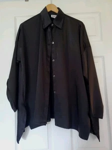 Planet Lauren G camicia top blusa taglia unica nero poliseta bottoni pla net  - Foto 1 di 10