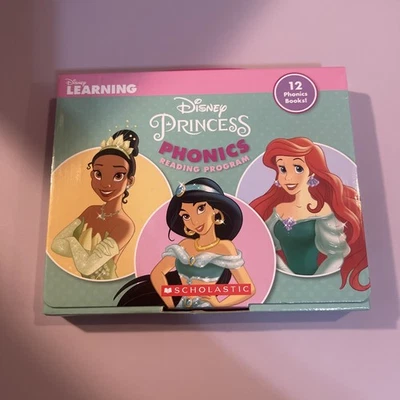 DISNEY PRINCESS PHONICS READING PROGRAM BOX SET OF 12 BOOKS LEARNING SCHOLASTIC - Image 1 of 3