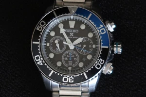SEIKO V175 0AD0 CHRONOGRAPH SOLAR WATCH PROSPEX AIR DIVERS BLACK AND WHITE DIAL - Picture 1 of 9