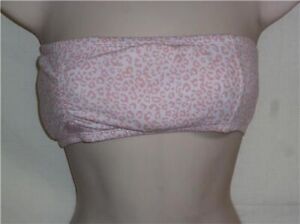 NWT Fashion Forms Wire Free Cotton Bandeau Bra Pink & White Splotch Size Large