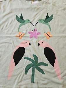 NWOT HANNA ANDERSSON BIRDS OF A FEATHER GREEN JERSEY ART KNIT TEE SHIRT 140 10 - Picture 1 of 5