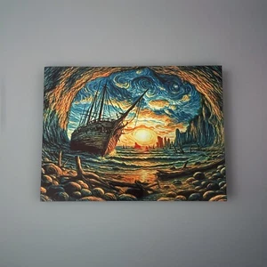 Metal Sign 6" x 8" Starry Sky Shipwreck Designed Gift - Picture 1 of 2