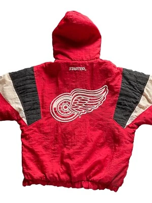 Chaqueta De Colección Detroit Red Wings Hockey NHL Starter Años 90 Talla Pequeña Roja y Negra Foto 1 de 4