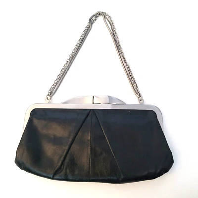 Bolso clutch Hobo International triple cadena cuero negro cachemira Kisslock Hayley Foto 1 de 4