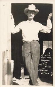 Carlsbad NM Jim White Discoverer of Carlsbad Cave RPPC c1920 UNP Postcard 703 - Picture 1 of 2
