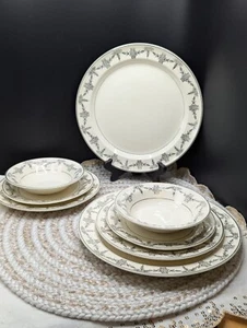 Vintage Taylor Smith & Taylor 1825 Pattern Platinum Floral Swags 4 Piece Sets - Picture 1 of 17
