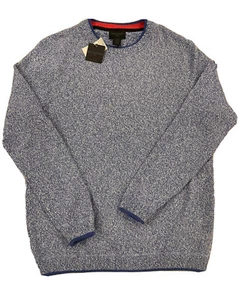 Magaschoni Man Sweater Cotton Blend Crew Neck Blue Heather Mens S $198 New w Tag - Picture 1 of 11