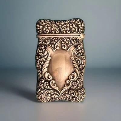 Antiguo estuche Vesta #1 de plata esterlina Repoussee Art Nouveau barroco Match Safe Foto 1 de 4