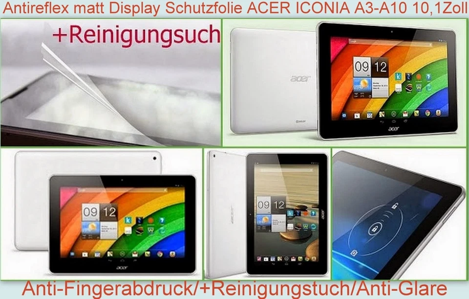 2x Antireflex matt Display Schutz Folie für Acer Iconia Tab A3-A10 A3-A11 10.1"  - Bild 1 von 1