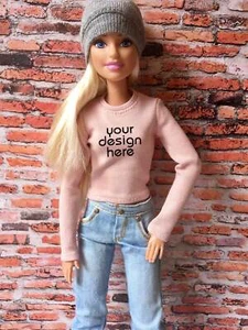 Bouutique Vital Custom Print Long Sleeve T-shirt for Doll 1/6-scale, 11.5 Inch - Picture 1 of 29