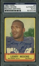 Colts Lenny Moore 'HOF 75' Authentic Signed Card 1963 Topps #2 PSA/DNA Slabbed