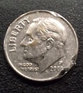 2000 P Roosevelt Dime Strike Errors Cud And Lettering 