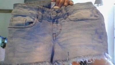 PINK Victoria's Secret Jean Shorts Size 0 Distressed Stretch Cut Off Denim WOW - Image 1 of 4