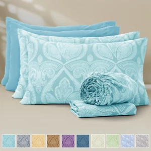 Lux Decor 6-Piece California King Sheets Set – Ultra-Soft Microfiber, Paisley Pr - Picture 1 of 12