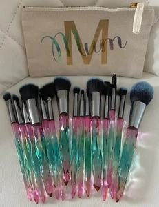 Bolsa de maquillaje personalizada con cepillos de 15 piezas cualquier nombre regalo regalo de Navidad - Imagen 1 de 9