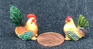 Puppenhaus handgefertigt Huhn & Hahn Maßstab 1:12 Polymer Clay Miniatur T10 tumdee - Bild 1 von 6