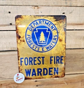 Replica Vintage- DEPARTMENT OF FOREST AND WATER, Forest Fire Warden, fire, sign - Picture 1 of 3