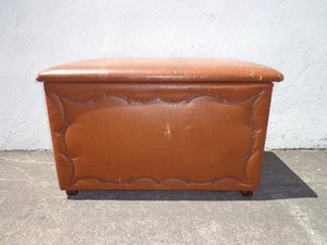 Trunk Vintage Storage Rustic Steamer Coffee Table Hope Chest Blanket Leather - Picture 1 of 12