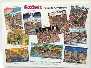 Charles Fazzino's Museum Editions Favorite Cityscapes 10 Cards - 10 Envelope Set