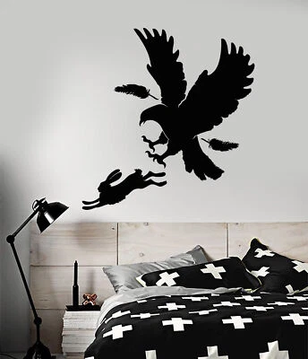 Vinyl Wall Decal Predator Bird Feather Eagle Hare Rabbit Hunting Stickers 2734ig - Image 1 of 3