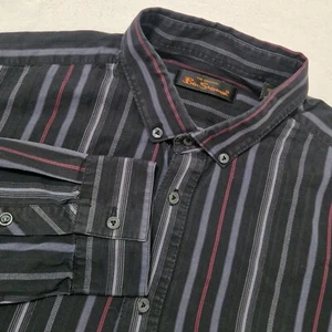 Ben Sherman Shirt Mens M Black Striped Button Down Long Sleeve The Original - Picture 1 of 9
