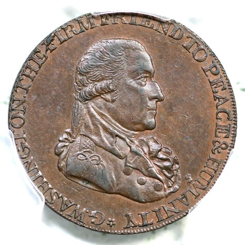 1795 PCGS MS 62 BN LG Buttons RE Washington Grate Half Penny Colonial Coin Cover
