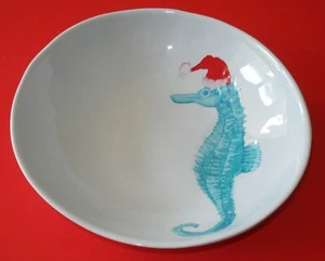 Sigrid Olsen Christmas Seahorse Soup/Salad Bowl Set of 4 Turquoise Melamine NWT - Picture 1 of 7