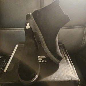 Mens Sorel Suede Waterproof Chukka Slip On Boot In Black Size 9 Sample NWOB - Picture 1 of 8