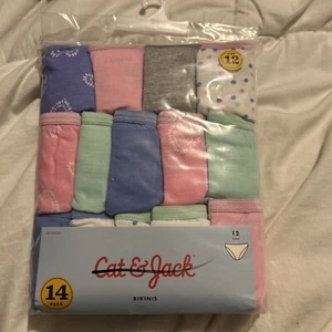 New 14 pk CAT & JACK Size 12 GIRLS BIKINIS 84-93 lb 26" Waist Pink Underwear - Picture 1 of 3